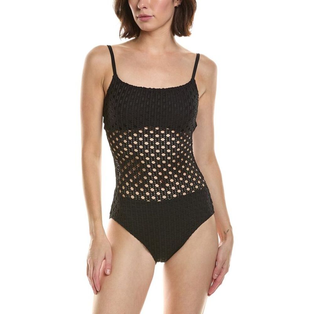Carmen Marc Valvo Womens Scoop Neck One-Piece, Black